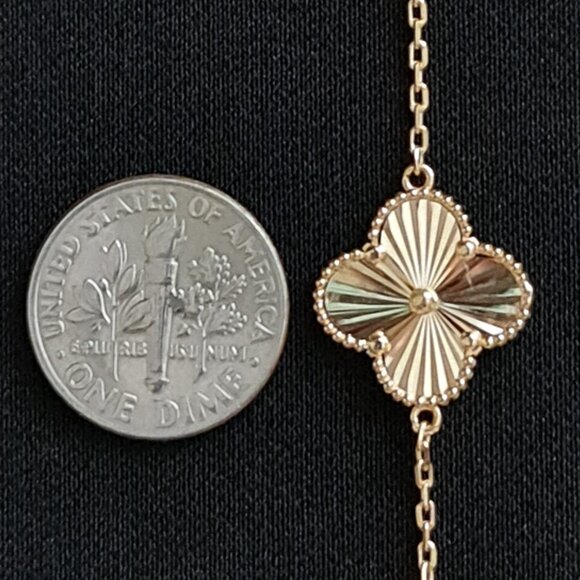 18k Gold Bracelet with clover charms - 5 charms - Picture 3 of 15